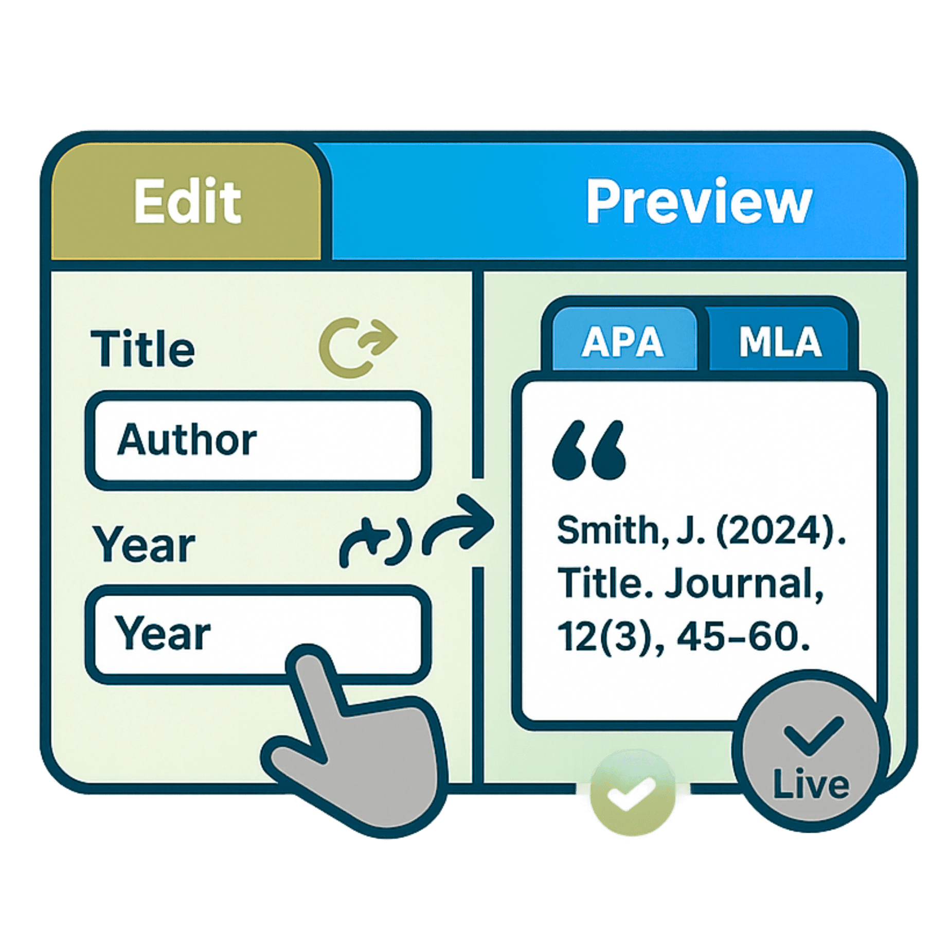 Inline edits with live citation preview