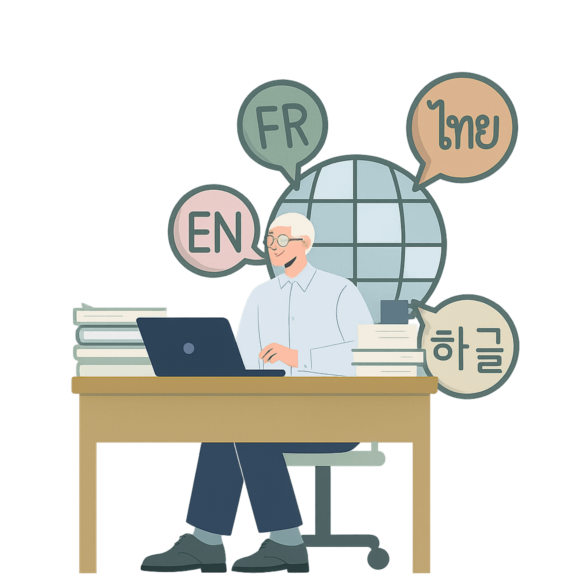 Research & write in another language